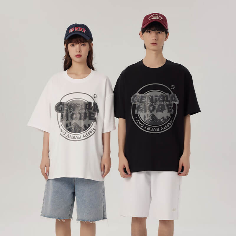 GENIOLAMODE森马集团短袖t恤男夏季纯棉国潮China大码肥仔显瘦圆领休闲体恤衫 黑色(大字母中国右下标) 2XL(155斤-175斤)