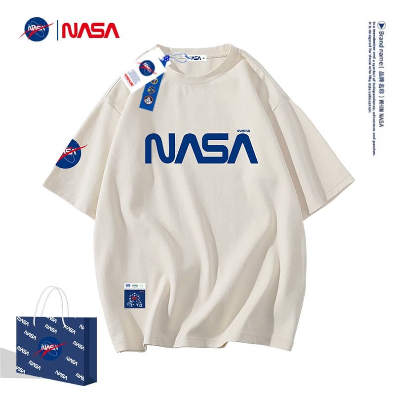 WHIM NASA男装潮牌男短袖t恤男夏季新款重磅潮流宽松半袖上衣服休闲情侣装 白色-10901 XL